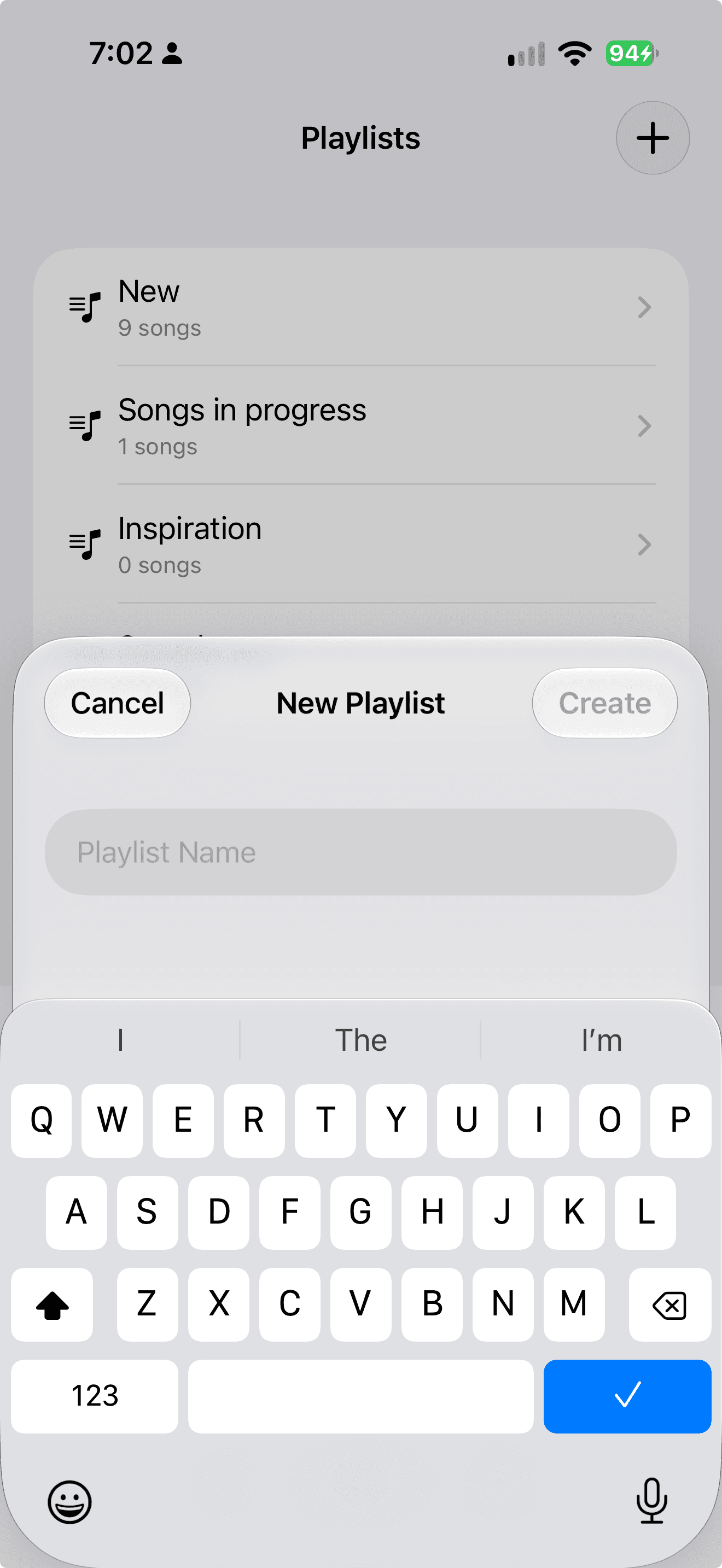 Creating a new playlist
